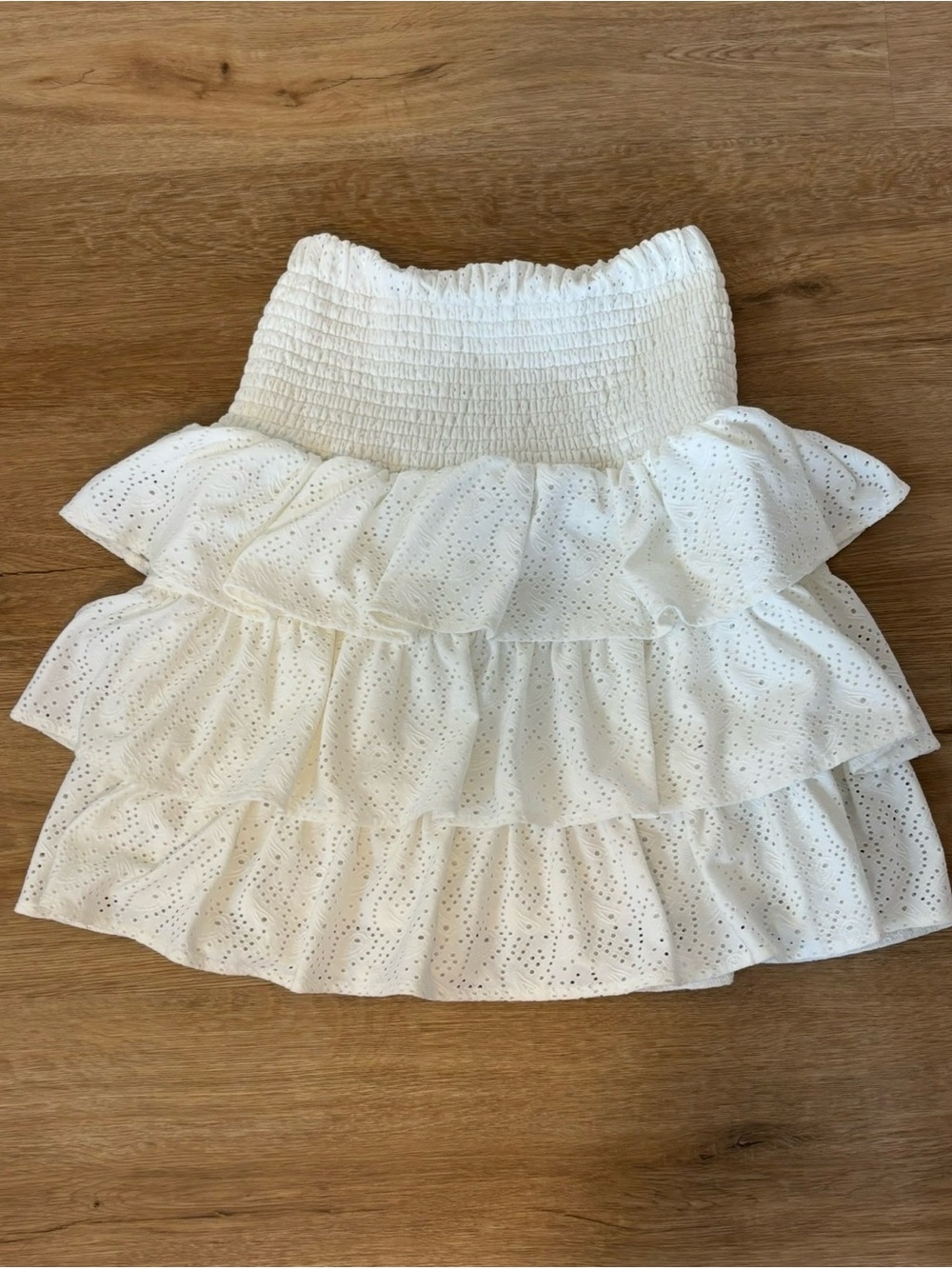 Michael Kors White Eyelet Tiered Ruffle Mini Skirt XS Boho Cottagecore
